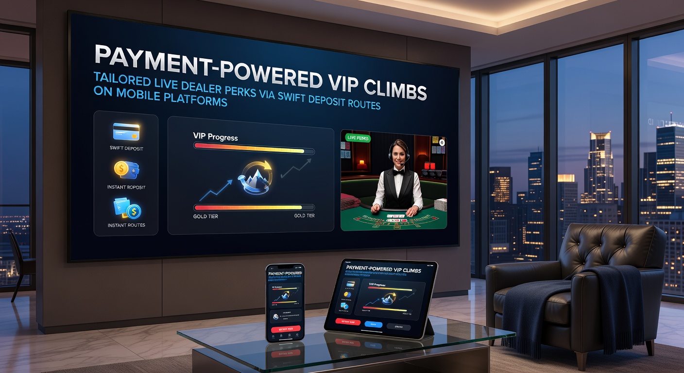 Grafik eines VIP-Leiter-Systems mit Einzahlungspfeilen und Live-Dealer-Symbolen auf einem Mobilbildschirm