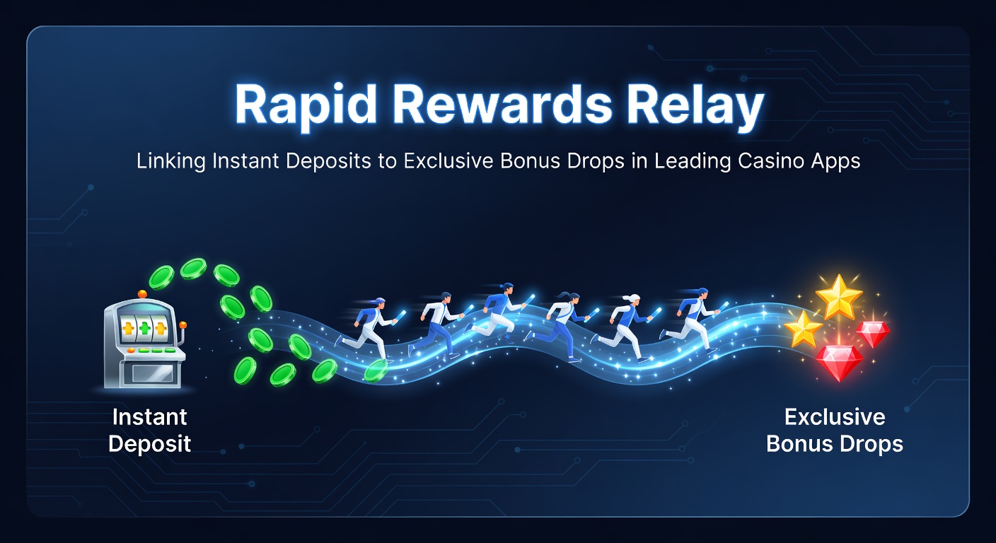 Grafik zeigt nahtlose Verbindung von Einzahlungs-Buttons zu fallenden Bonus-Icons in einer Casino-App, mit Blitzsymbolen für Instant-Deposits